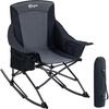 Portal Camping Rocking Chair Outdoors Folding Portable Rocker with Cup Holder Side Pocket Carry Bag, Support 350LBS, Black(1 Pack-black-fabric)
