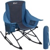 Portal Camping Rocking Chair Outdoors Folding Portable Rocker with Cup Holder Side Pocket Carry Bag, Support 350LBS, Black(1 Pack-blue-fabric)