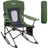 Portal Camping Rocking Chair Outdoors Folding Portable Rocker with Cup Holder Side Pocket Carry Bag, Support 350LBS, Black(1 Pack-green-mesh)
