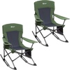 Portal Camping Rocking Chair Outdoors Folding Portable Rocker with Cup Holder Side Pocket Carry Bag, Support 350LBS, Black(2 Pack-green-fabric)