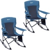 Portal Camping Rocking Chair Outdoors Folding Portable Rocker with Cup Holder Side Pocket Carry Bag, Support 350LBS, Black(2 Pack-midnight Blue)