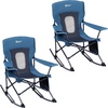 Portal Camping Rocking Chair Outdoors Folding Portable Rocker with Cup Holder Side Pocket Carry Bag, Support 350LBS, Black(2 Pack-midnight Blue-mesh)