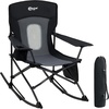 Portal Camping Rocking Chair Outdoors Folding Portable Rocker with Cup Holder Side Pocket Carry Bag, Support 350LBS, Black(Black)