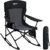 Portal Camping Rocking Chair Outdoors Folding Portable Rocker with Cup Holder Side Pocket Carry Bag, Support 350LBS, Black(Midnight Black)