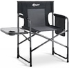 Portal Directors Chair Camping Chairs for Adults with Side Table Folding Lawn Chairs for Adults, Directors Chairs Foldable for Outdoor Chairs for Beach, Travel, Heavy Duty Supports 300LBS, Blue/Grey(Black)