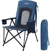 Portal Oversized Folding High Back Portable Lawn Chairs for Adults Outdoor Camp Sports Hunting Fishing Backyard with Hard Armrest Cup Holder Carrying Strap, Supports 400LBS, Blue(Blue)