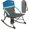 Portal Rocking Camping Chair Folding Portable Rocker Outdoor with Cup Holder for Patio, Lawn, Camp, RV, Support 300 lbs, Blue