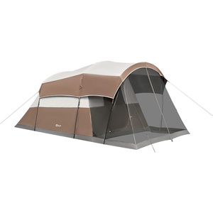 PORTAL 6/8/10 Person Family Camping Tent with Screen Room, Water Resistant Big Tunnel Tents with Rainfly, Large Family Tent for Camping, Outdoor, Patio(Brown)