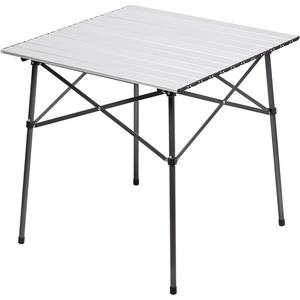 PORTAL Lightweight Aluminum Folding Square Table Roll Up Top 4 People Compact Table with Carry Bag For Camping, Picnic, Backyards, BBQ (White)