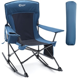 Portal Camping Rocking Chair Outdoors Folding Portable Rocker with Cup Holder Side Pocket Carry Bag, Support 350LBS, Black(1 Pack-midnight Blue-fabric)