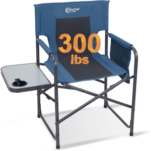 Portal Directors Chair Camping Chairs for Adults with Side Table Folding Lawn Chairs for Adults, Directors Chairs Foldable for Outdoor Chairs for Beach, Travel, Heavy Duty Supports 300LBS, Blue/Grey(Blue)