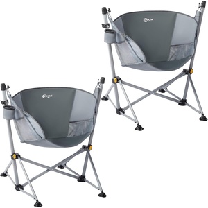 Portal Hammock Camping Chair Folding Rocking Chair Portable Swinging Chair with Cup Holder for Outdoor Lawn Backyard Patio Car Camp Sports Concerts,Support 350 lbs Blue(2 Pack-grey)