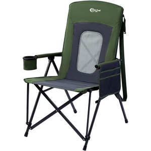Portal Oversized Folding High Back Portable Lawn Chairs for Adults Outdoor Camp Sports Hunting Fishing Backyard with Hard Armrest Cup Holder Carrying Strap, Supports 400LBS, Blue(Green)