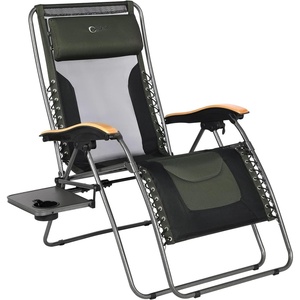 Portal Oversized Mesh Back Zero Gravity Reclining Patio Chairs, XL Padded Seat Folding Patio Lounge Chair with Adjustable Pillows and Cup Holder for Poolside Backyard/Lawn, Support 350lbs(Mesh Green)