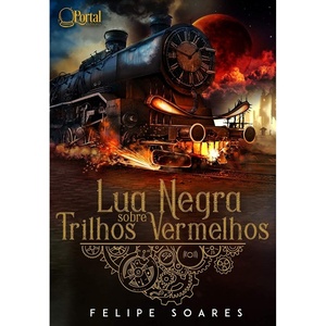lua negra sobre trilhos vermelhos