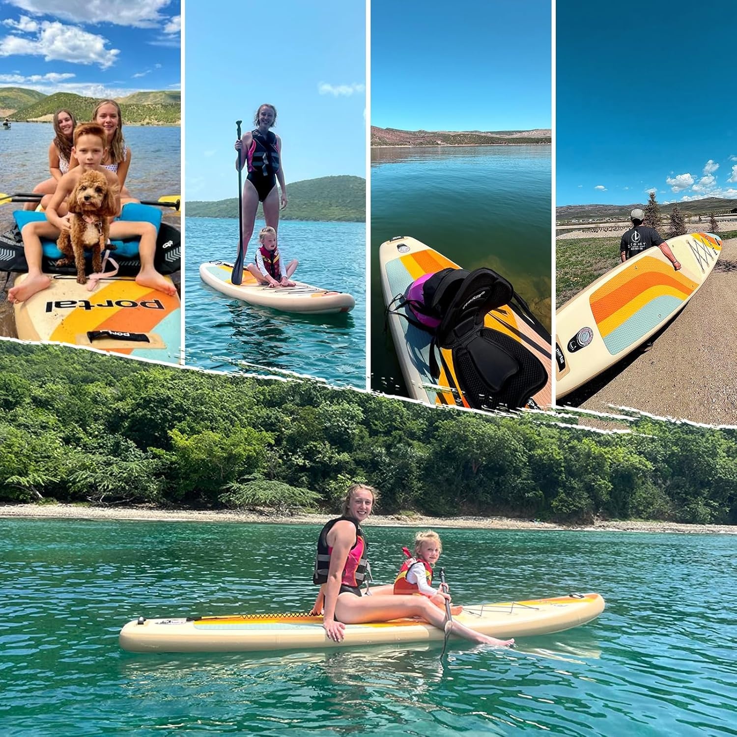 image:imagePORTAL SUP Inflatable Paddle Board for Adults 106 Stand Up PaddleboardNonSlip Deck Blow up Paddle Boards with Adjustable Paddle Carry Bag and Repair Kit10ft Beige