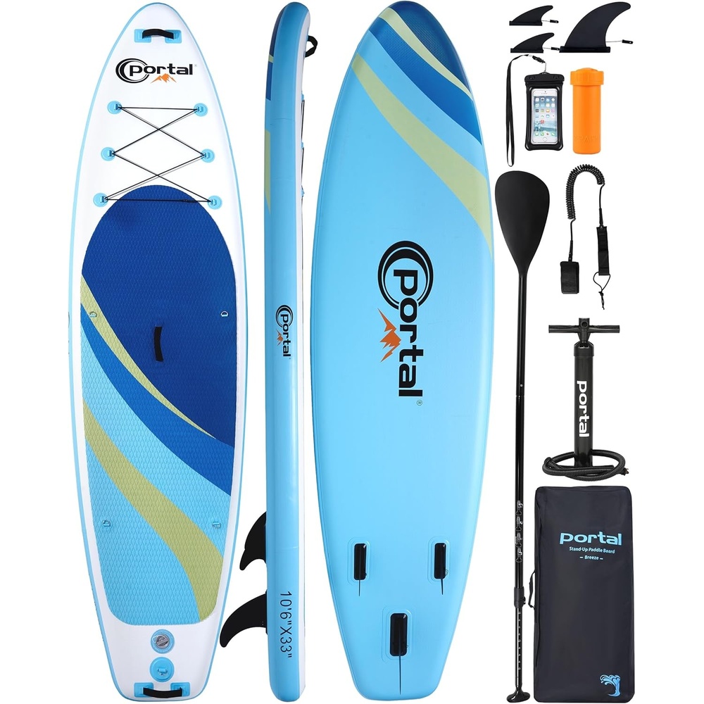 image:imagePORTAL SUP Inflatable Paddle Board for Adults 106 Stand Up PaddleboardNonSlip Deck Blow up Paddle Boards with Adjustable Paddle Carry Bag and Repair KitOcean Blue
