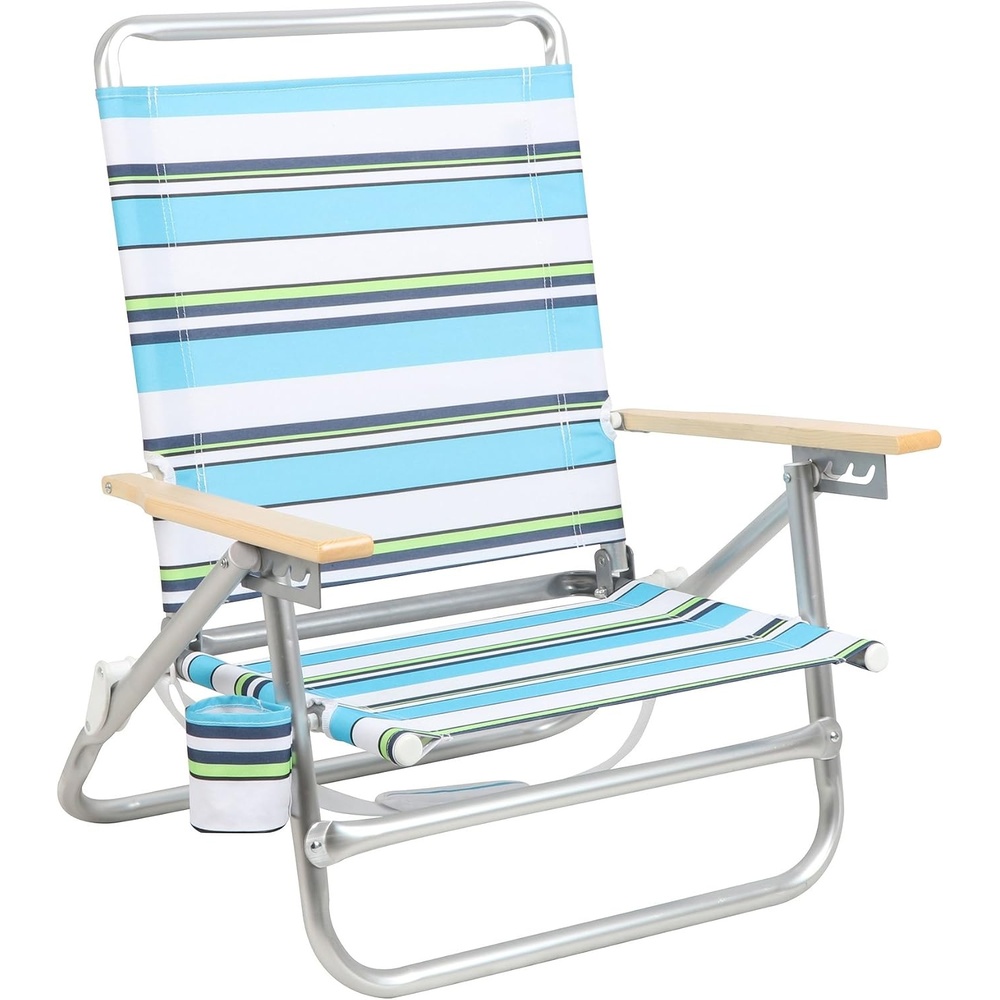 image:imagePortal Beach Chair 4 Position Folding Beach Chairs with Backpack Straps Lightweight Low Beach Chairs for Adults Support up to 225 lbs GreenBlue