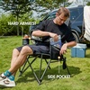 PORTAL Oversized Folding Camping Chair High Back Portable Lawn Chairs for Adults Outdoor Sports with Hard Armrest Cup Holder，Supports 400LBS Black(Black 2 Packs)