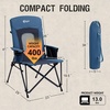 PORTAL Oversized Folding Camping Chair High Back Portable Lawn Chairs for Adults Outdoor Sports with Hard Armrest Cup Holder，Supports 400LBS Black(Blue 2 Packs)
