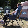PORTAL Oversized Folding Camping Chair High Back Portable Lawn Chairs for Adults Outdoor Sports with Hard Armrest Cup Holder，Supports 400LBS Black(Blue 2 Packs)