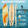 PORTAL SUP Inflatable Paddle Board for Adults 10’6” Stand Up Paddleboard,Non-Slip Deck Blow up Paddle Boards with Adjustable Paddle, Carry Bag, and Repair Kit(Beige with Seat)