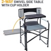 Portal Folding Director Chair with 2-Way Rotating Side Table, Heavy Duty 300 lb Camping Chair with Swivel Tray & Cup Holder, Ergonomic Mesh Back Portable Outdoor Seat for RV, Tailgating & Lawn, Grey(Grey)
