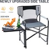 Portal Folding Director Chair with 2-Way Rotating Side Table, Heavy Duty 300 lb Camping Chair with Swivel Tray & Cup Holder, Ergonomic Mesh Back Portable Outdoor Seat for RV, Tailgating & Lawn, Grey(Grey)
