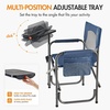Portal Folding Director Chair with 2-Way Rotating Side Table, Heavy Duty 300 lb Camping Chair with Swivel Tray & Cup Holder, Ergonomic Mesh Back Portable Outdoor Seat for RV, Tailgating & Lawn, Grey(Blue)