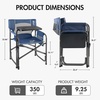Portal Folding Director Chair with 2-Way Rotating Side Table, Heavy Duty 300 lb Camping Chair with Swivel Tray & Cup Holder, Ergonomic Mesh Back Portable Outdoor Seat for RV, Tailgating & Lawn, Grey(Blue)