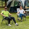 Portal Oversized Quad Folding Camping Chair High Back Cup Holder Hard Armrest Storage Pockets Carry Bag Included, Support 300 lbs (Dark Grey)