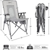 Portal Oversized Quad Folding Camping Chair High Back Cup Holder Hard Armrest Storage Pockets Carry Bag Included, Support 300 lbs (Dark Grey)