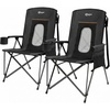 PORTAL Oversized Folding Camping Chair High Back Portable Lawn Chairs for Adults Outdoor Sports with Hard Armrest Cup Holder，Supports 400LBS Black(Black 2 Packs)