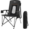 PORTAL Oversized Folding Camping Chair High Back Portable Lawn Chairs for Adults Outdoor Sports with Hard Armrest Cup Holder，Supports 400LBS Black(Black)
