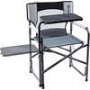 Portal Folding Director Chair with 2-Way Rotating Side Table, Heavy Duty 300 lb Camping Chair with Swivel Tray & Cup Holder, Ergonomic Mesh Back Portable Outdoor Seat for RV, Tailgating & Lawn, Grey(Grey)