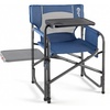 Portal Folding Director Chair with 2-Way Rotating Side Table, Heavy Duty 300 lb Camping Chair with Swivel Tray & Cup Holder, Ergonomic Mesh Back Portable Outdoor Seat for RV, Tailgating & Lawn, Grey(Blue)