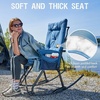 Portal Thick Padded Folding Rocking Camping Chair Outdoor 400 LBS | Folding Rocking Camping Chair Thick Padded Recliner Portable Rocker for Patio Porch Backyard Living Room(Blue)