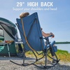 Portal Thick Padded Folding Rocking Camping Chair Outdoor 400 LBS | Folding Rocking Camping Chair Thick Padded Recliner Portable Rocker for Patio Porch Backyard Living Room(Blue)