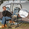 Portal Thick Padded Folding Rocking Camping Chair Outdoor 400 LBS | Folding Rocking Camping Chair Thick Padded Recliner Portable Rocker for Patio Porch Backyard Living Room(1 Pack-grey)