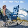 Portal Thick Padded Folding Rocking Camping Chair Outdoor 400 LBS | Folding Rocking Camping Chair Thick Padded Recliner Portable Rocker for Patio Porch Backyard Living Room(2 Pack-blue)