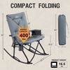 Portal Thick Padded Folding Rocking Camping Chair Outdoor 400 LBS | Folding Rocking Camping Chair Thick Padded Recliner Portable Rocker for Patio Porch Backyard Living Room(Deep Grey02)