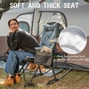 Portal Thick Padded Folding Rocking Camping Chair Outdoor 400 LBS | Folding Rocking Camping Chair Thick Padded Recliner Portable Rocker for Patio Porch Backyard Living Room(Deep Grey02)