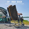 Portal Thick Padded Folding Rocking Camping Chair Outdoor 400 LBS | Folding Rocking Camping Chair Thick Padded Recliner Portable Rocker for Patio Porch Backyard Living Room(Black)