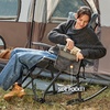 Portal Thick Padded Folding Rocking Camping Chair Outdoor 400 LBS | Folding Rocking Camping Chair Thick Padded Recliner Portable Rocker for Patio Porch Backyard Living Room(Deep Grey02)