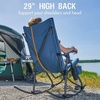 Portal Thick Padded Folding Rocking Camping Chair Outdoor 400 LBS | Folding Rocking Camping Chair Thick Padded Recliner Portable Rocker for Patio Porch Backyard Living Room(2 Pack-blue)