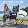 Portal Thick Padded Folding Rocking Camping Chair Outdoor 400 LBS | Folding Rocking Camping Chair Thick Padded Recliner Portable Rocker for Patio Porch Backyard Living Room(Black)