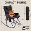 Portal Thick Padded Folding Rocking Camping Chair Outdoor 400 LBS | Folding Rocking Camping Chair Thick Padded Recliner Portable Rocker for Patio Porch Backyard Living Room(Black)