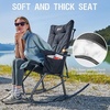 Portal Thick Padded Folding Rocking Camping Chair Outdoor 400 LBS | Folding Rocking Camping Chair Thick Padded Recliner Portable Rocker for Patio Porch Backyard Living Room(2 Pack-black)