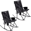 Portal Thick Padded Folding Rocking Camping Chair Outdoor 400 LBS | Folding Rocking Camping Chair Thick Padded Recliner Portable Rocker for Patio Porch Backyard Living Room(2 Pack-black)