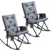 Portal Thick Padded Folding Rocking Camping Chair Outdoor 400 LBS | Folding Rocking Camping Chair Thick Padded Recliner Portable Rocker for Patio Porch Backyard Living Room(Deep Grey02)